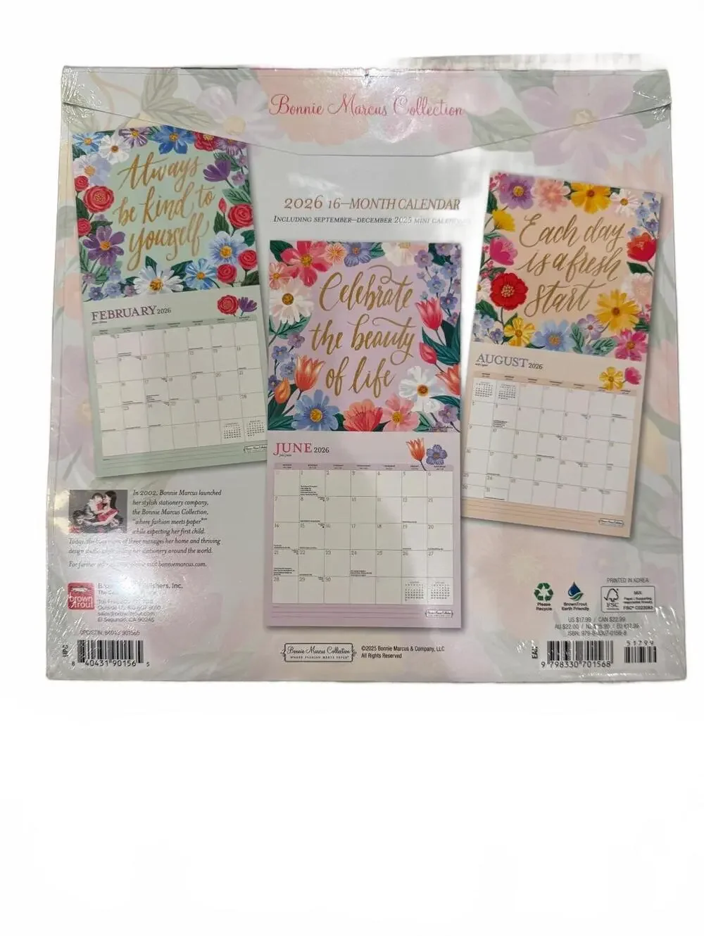 2026 Bonnie Marcus Collection 16-Month Floral Wall Calendar